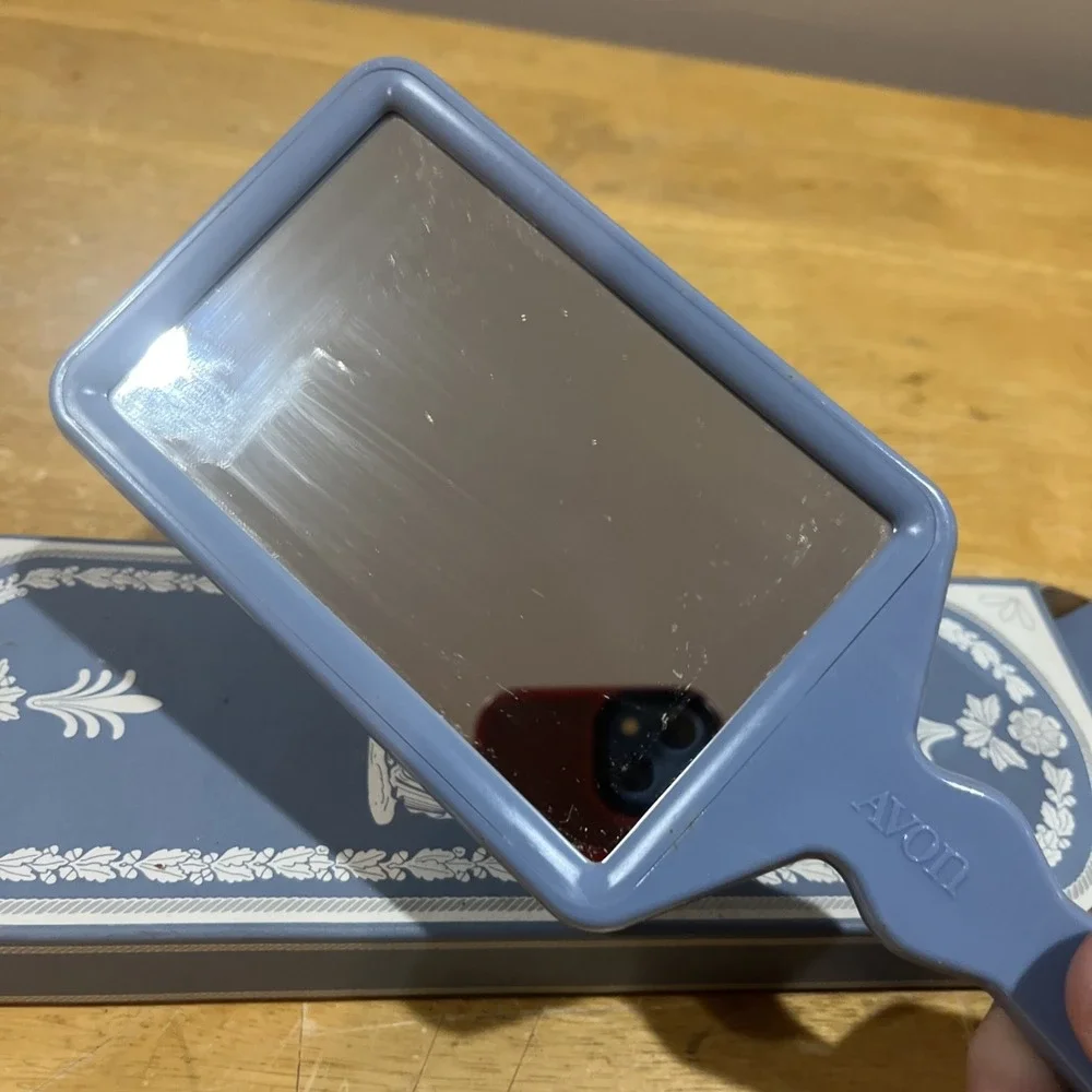 Vintage‎ Mirror Cameo AVON Blue Vanity Hand Handheld Greek Goddesses 9.5